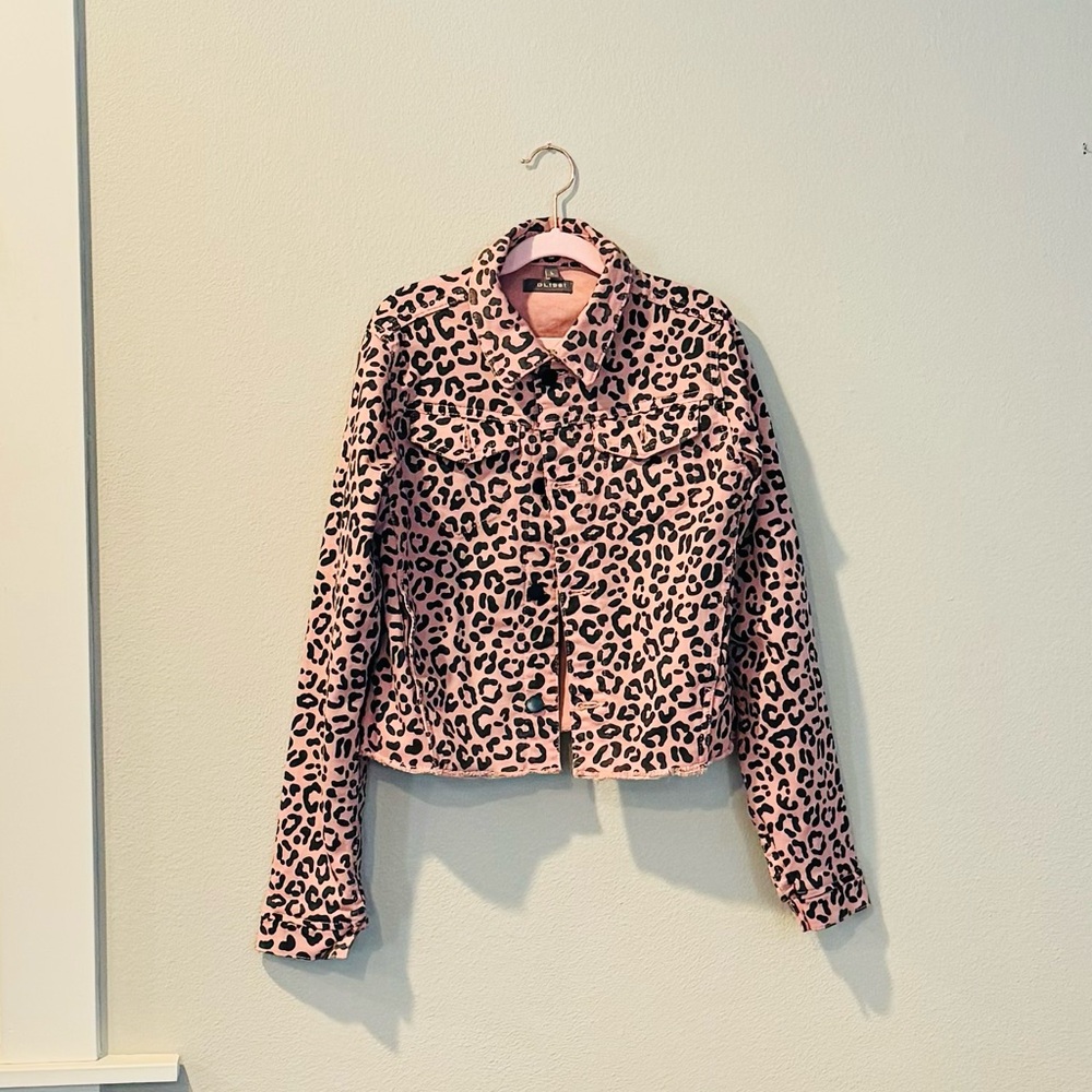 Girls pink and black leopard print jacket